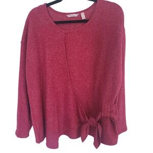 Anybody Berry Pink Women's Ribbed Long Sleeve V-Neck Pullover Top Shirt Sz M